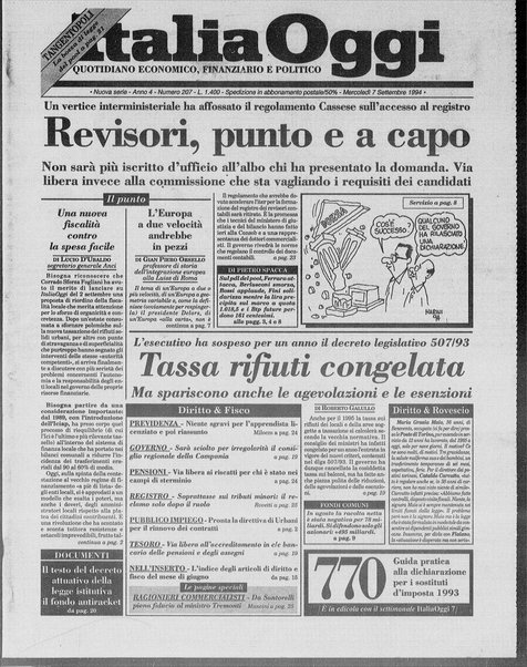 Italia oggi : quotidiano di economia finanza e politica